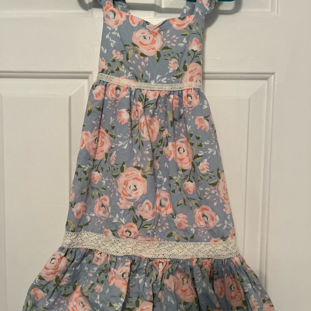 Girls dress 4T, blue dress w/pink flowers. VG condition. $10